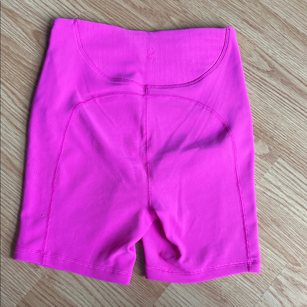 Spyder Hot Pink High-Waist Bike Shorts - Picture 2 of 6